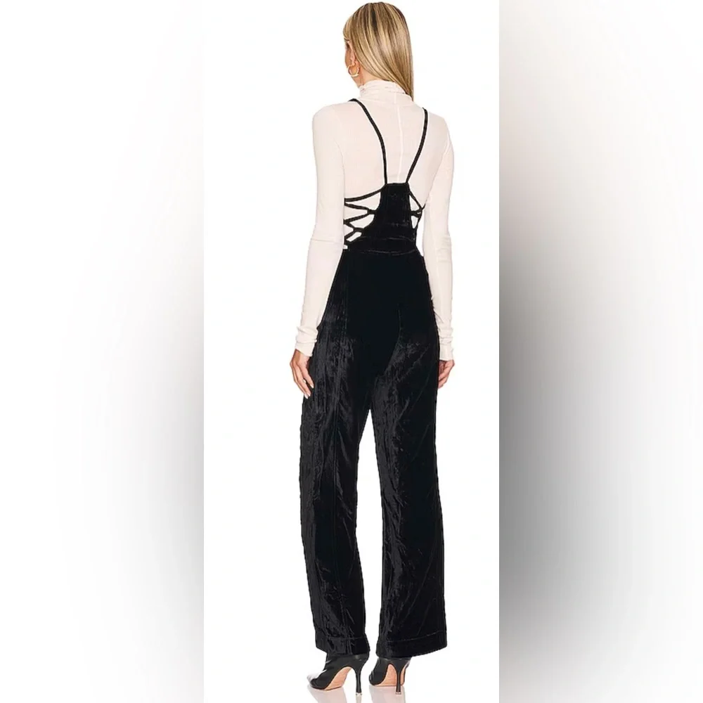 NWT Free People Revolve 90’s Forever Overalls in Black with Tie Sides Jumpsuit - Picture 3 of 12